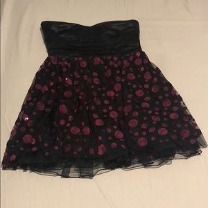 Strapless mini dress.